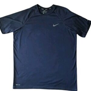 Nike Dri-Fit Swim‎ T-Shirt Men's Large Navy Short Sleeve Beach Pool Crew Neck